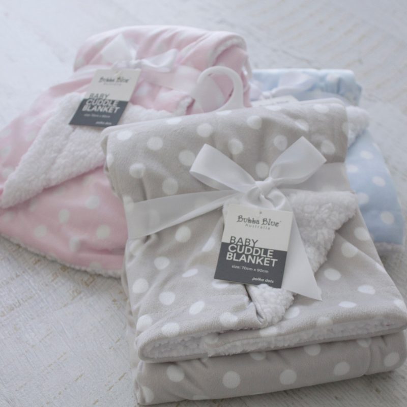 Bubba Blue Dots Reversible Cuddle Blanket HI BABIES